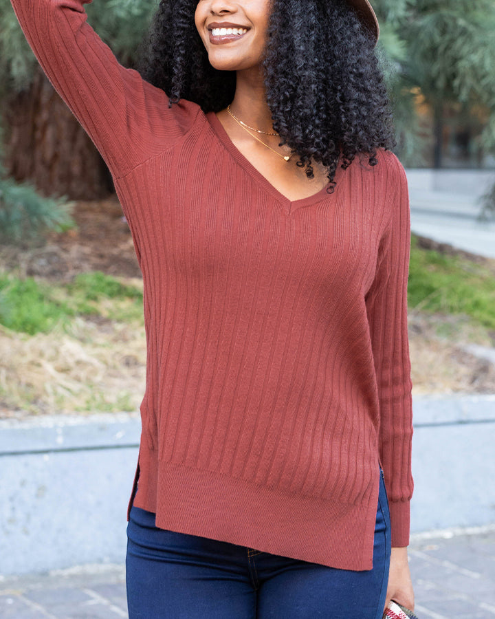 Everyday Ribbed Layering Sweater in Paprika