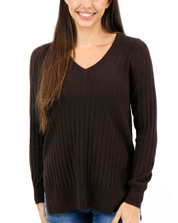 Everyday Ribbed Layering Sweater in Chocolate - FINAL SALE