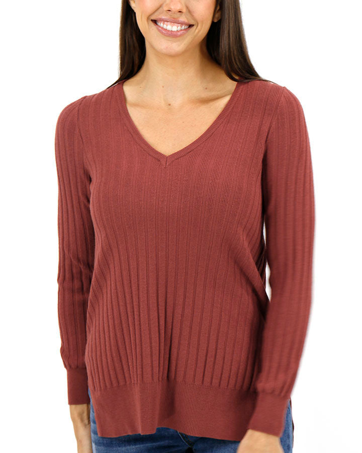 Everyday Ribbed Layering Sweater in Paprika - FINAL SALE