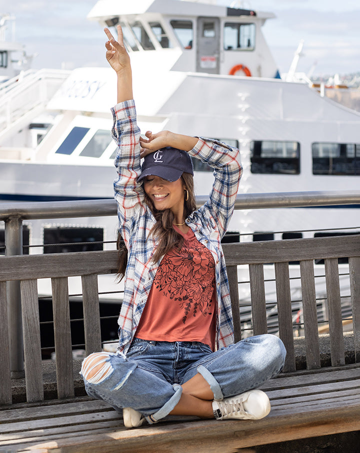 Favorite Button Up Top in Denim Plaid