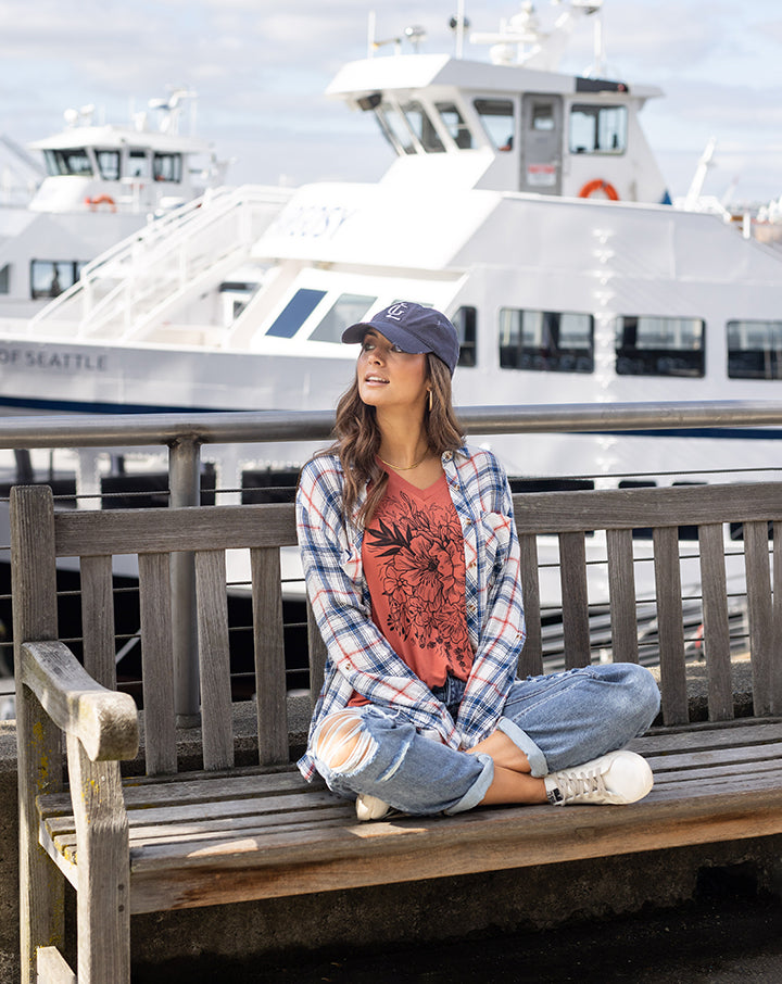 Favorite Button Up Top in Denim Plaid