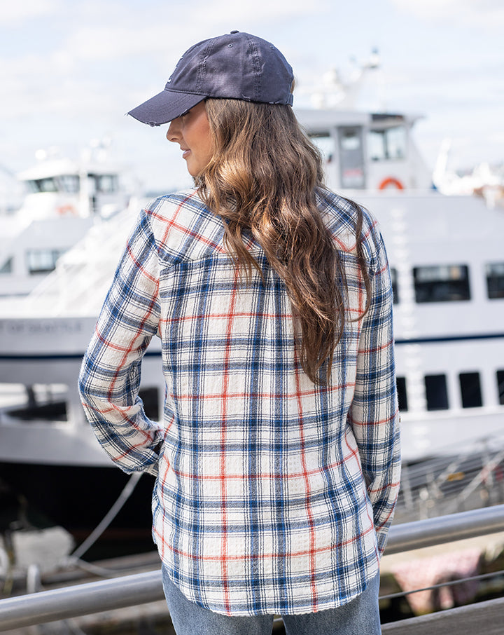 Favorite Button Up Top in Denim Plaid