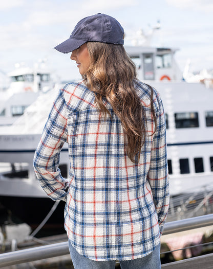 Favorite Button Up Top in Denim Plaid
