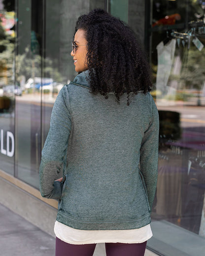 Fleece Wrap Up in Washed Evergreen - FINAL SALE