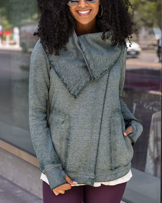 Fleece Wrap Up in Washed Evergreen