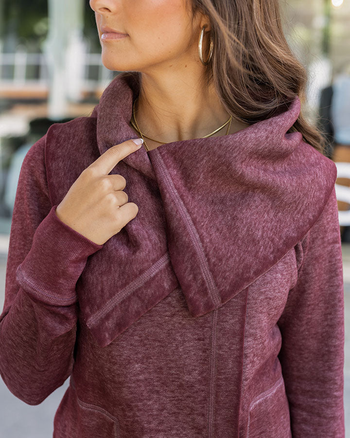 Fleece Wrap Up in Washed Wine