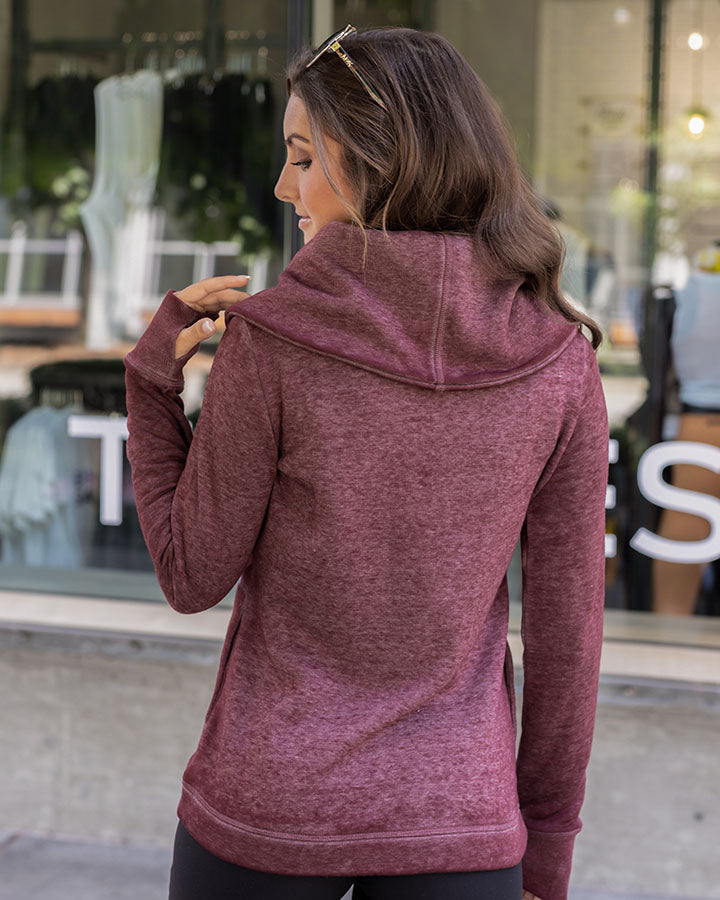 Fleece Wrap Up in Washed Wine