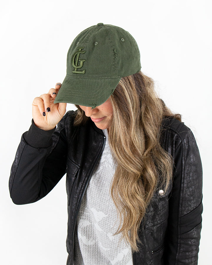 Olive Baseball Cap with outfit I Adjustable Cap I Grace & Lace