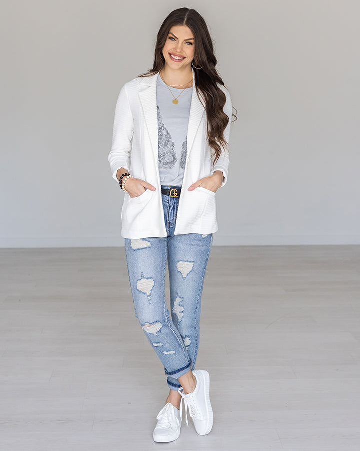 Textured Blazer in Ivory - FINAL SALE