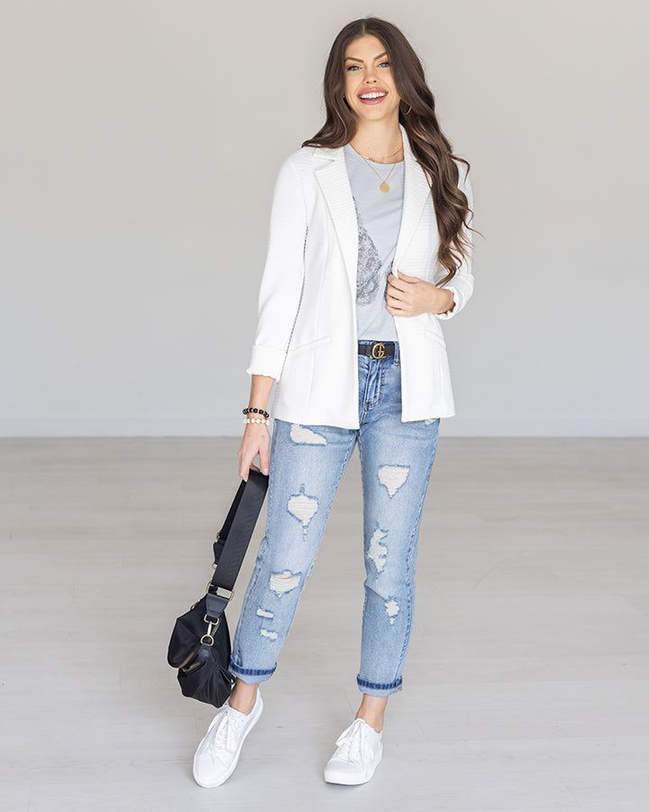 Textured Blazer in Ivory - FINAL SALE
