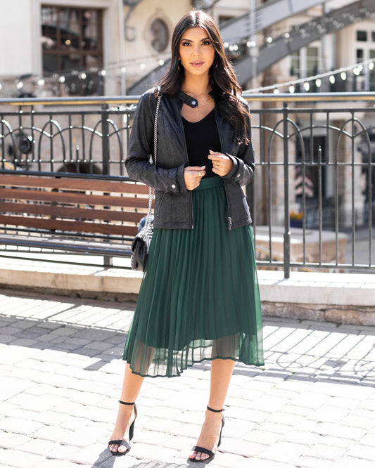 Holiday Pleated Skirt in Emerald