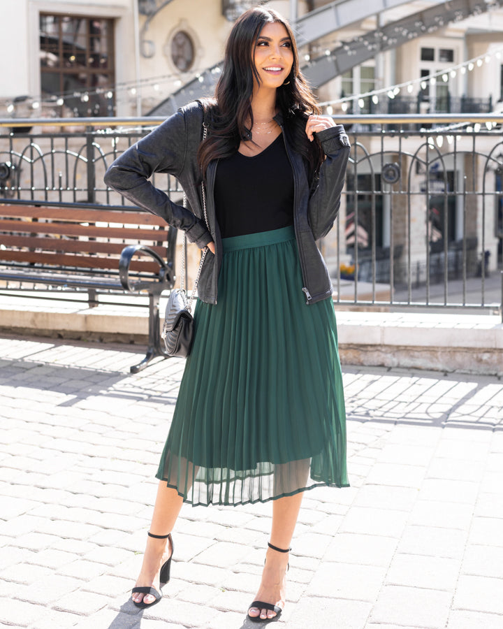 Holiday Pleated Skirt in Emerald