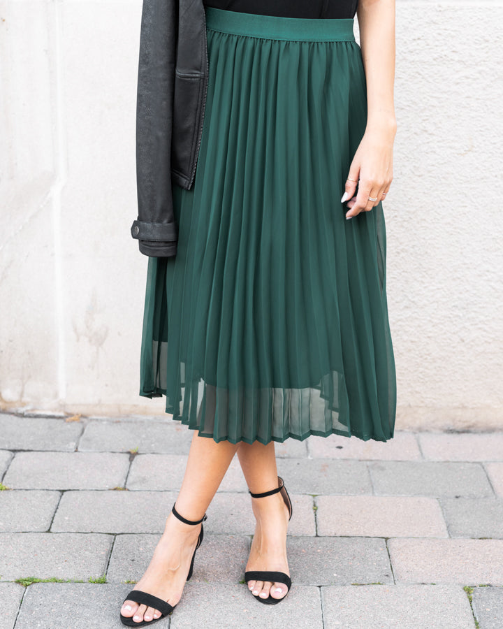 Holiday Pleated Skirt in Emerald - FINAL SALE