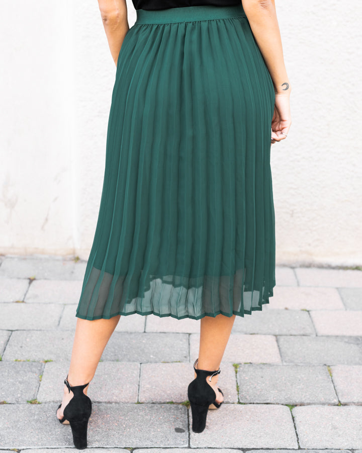 Holiday Pleated Skirt in Emerald - FINAL SALE