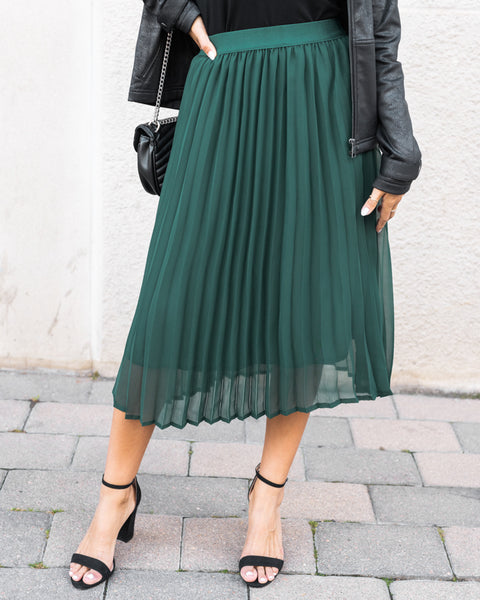 Green pleated lace best sale skirt