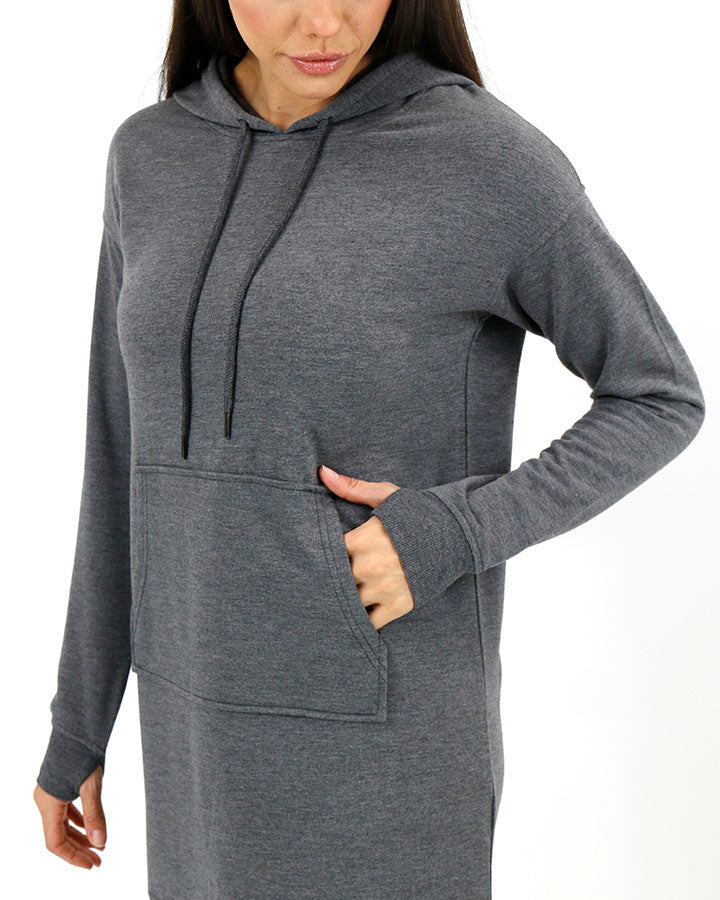 Hoodie Dress in Heathered Charcoal Grey - FINAL SALE