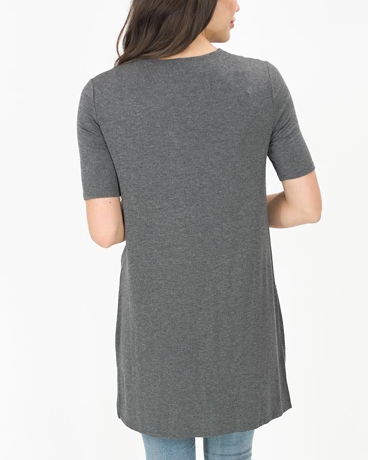 Short Sleeve Casual Day Cardigan in Heathered Charcoal - FINAL SALE