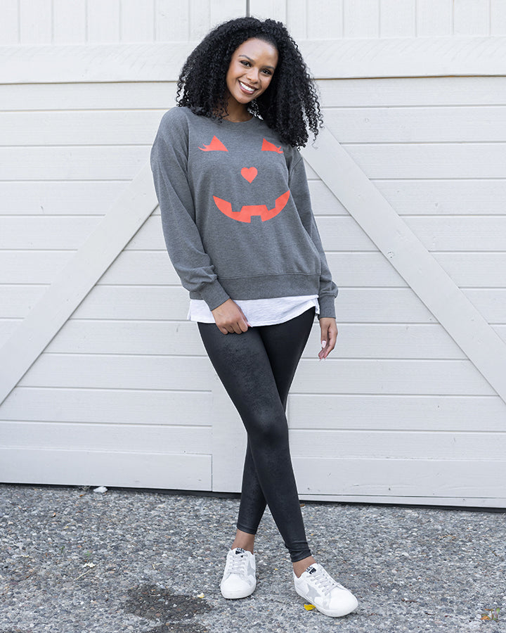 styled view of pumpkin sweatshirt