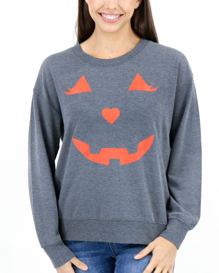 front view stock shot of pumpkin sweatshirt