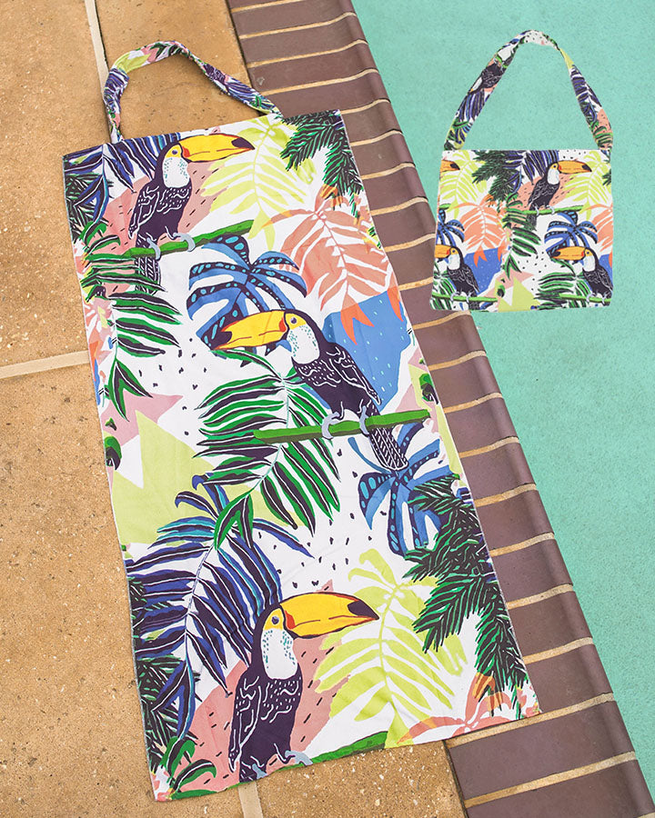 Convertible Beach Towel Bag in Jungle Toucan - FINAL SALE