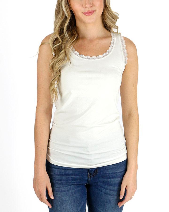 Lace Trimmed Perfect Fit Sage Green Tank Top - Grace and Lace