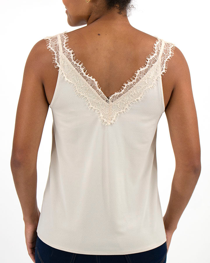 Lace Trim Champagne Cami - Grace and Lace