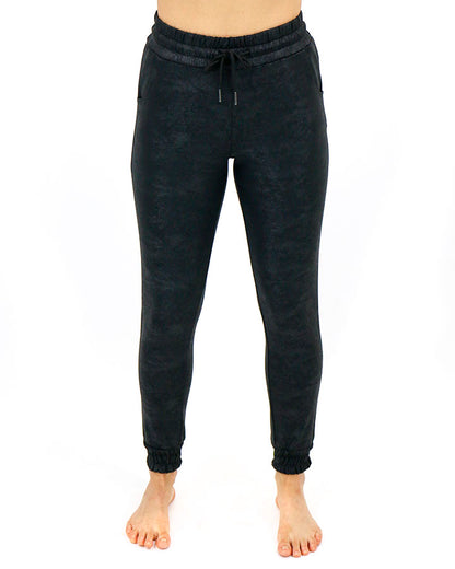 Leather-Like Joggers in Black