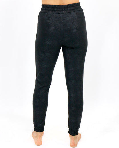 Leather-Like Joggers in Black