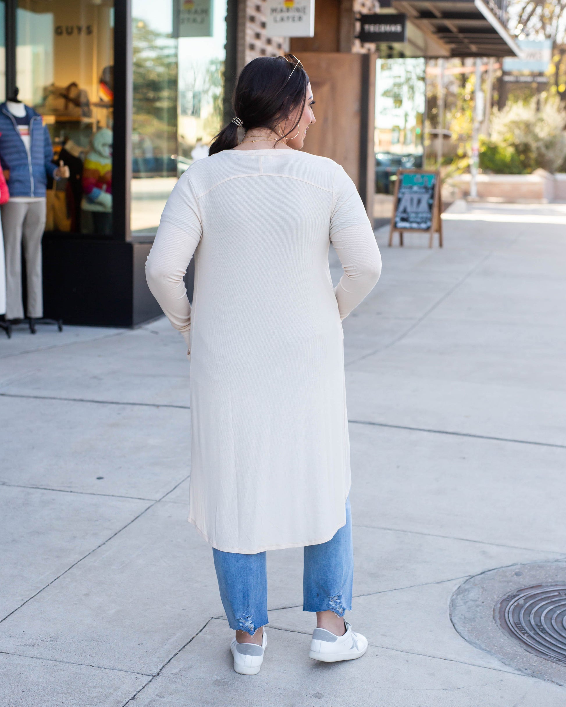 Lightweight Ribbed Duster in Almond - FINAL SALE