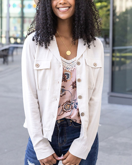 Linen Safari Jacket in Natural