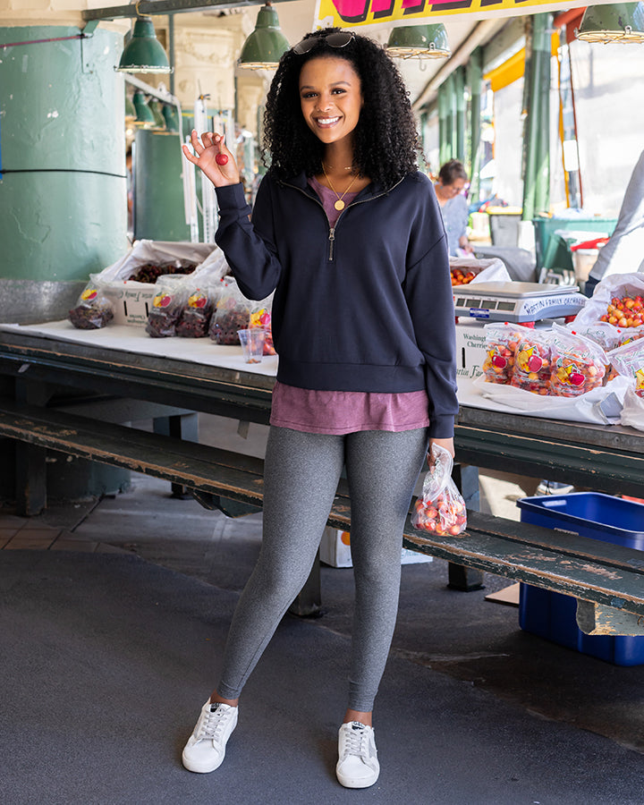 Luxe Knit Half-Zip Pullover in Navy