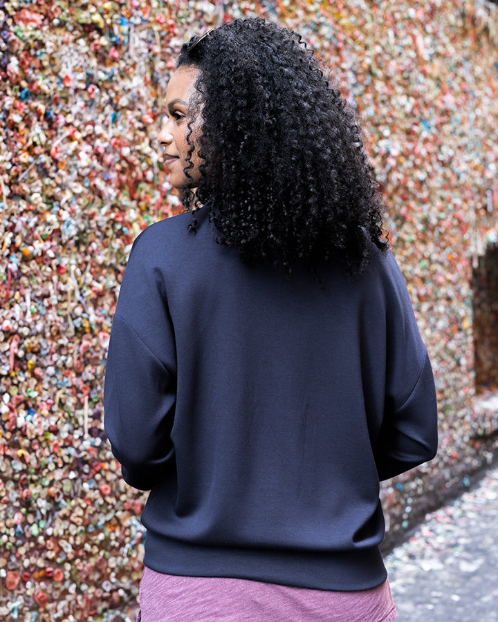 Luxe Knit Half-Zip Pullover in Navy