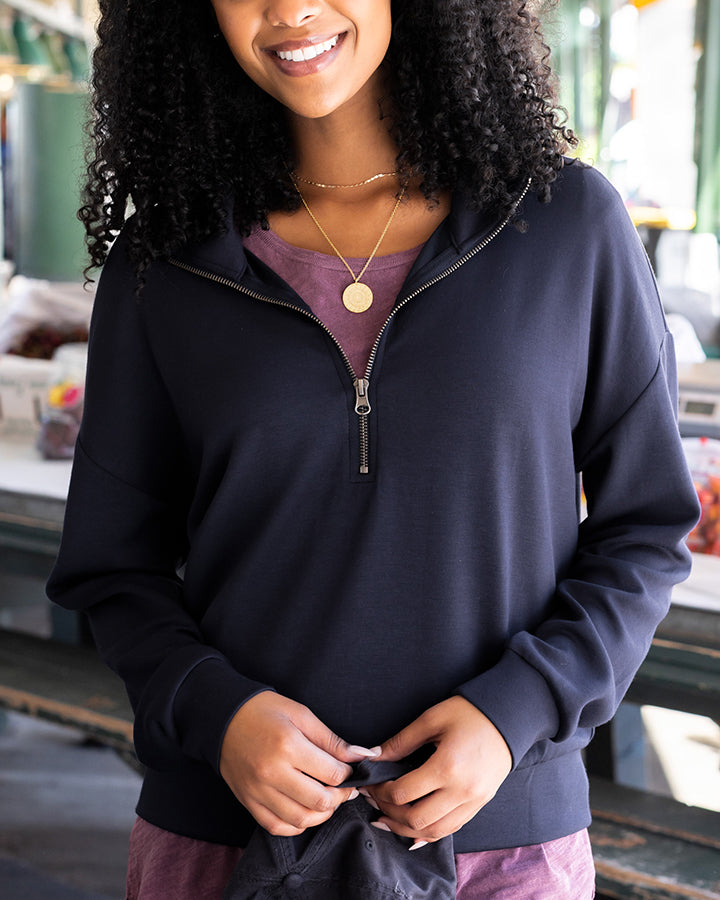 Navy half zip best sale sweatshirt