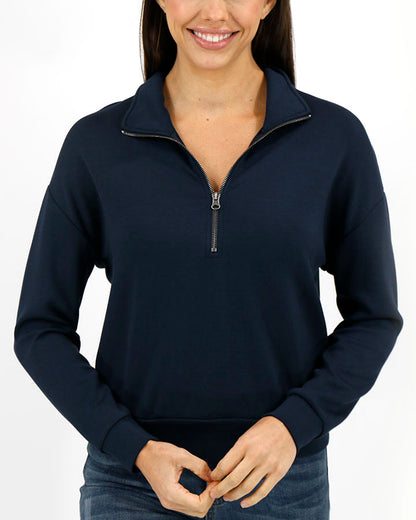Luxe Knit Half-Zip Pullover in Navy