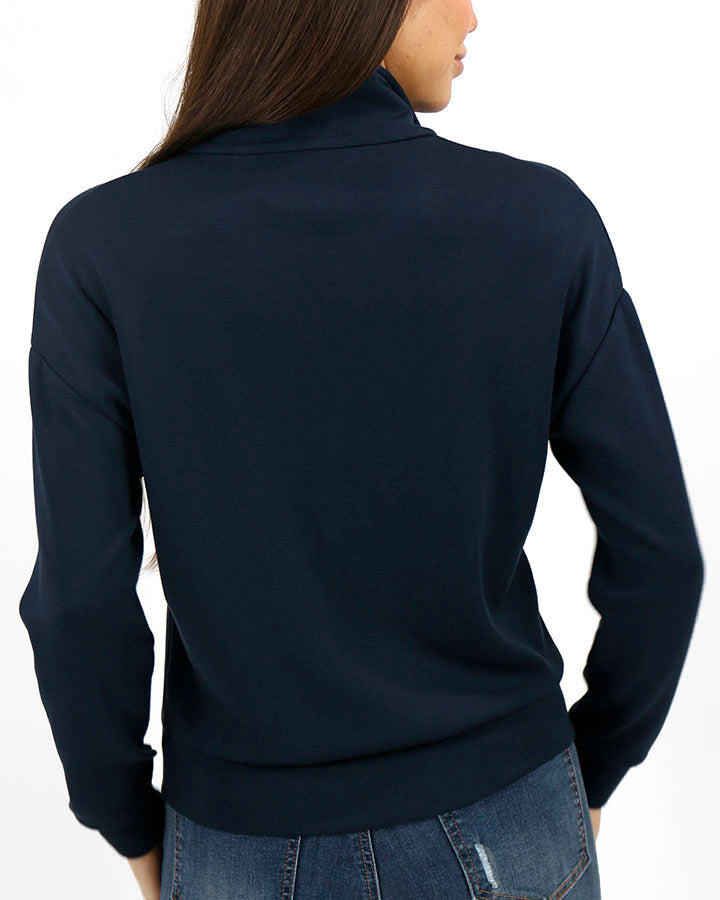 Luxe Knit Half-Zip Pullover in Navy - Grace and Lace