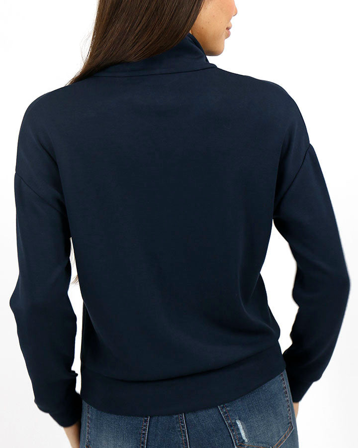 Luxe Knit Half-Zip Pullover in Navy