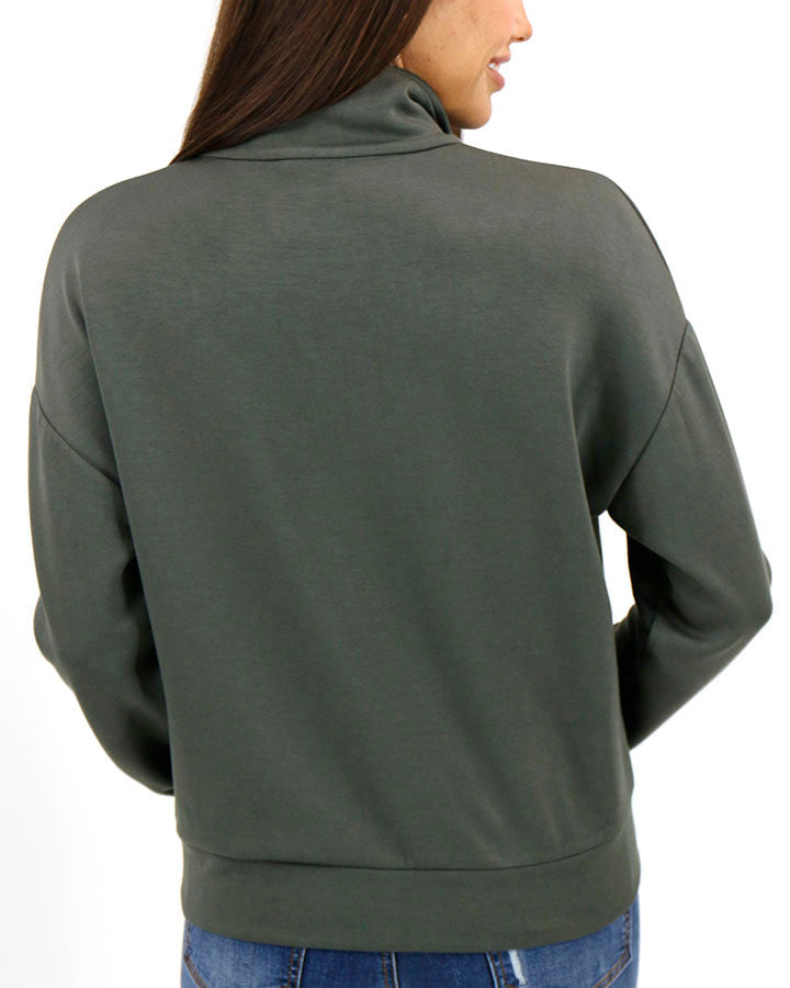 Luxe Knit Half-Zip Pullover in Olive
