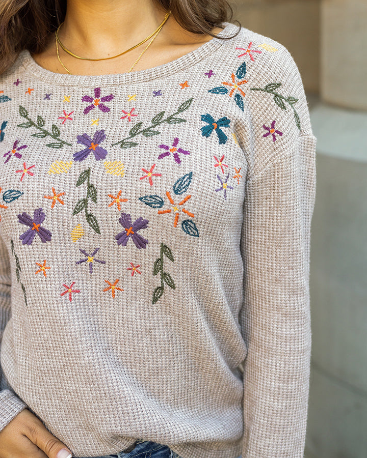 Marley Embroidered Thermal Top - FINAL SALE