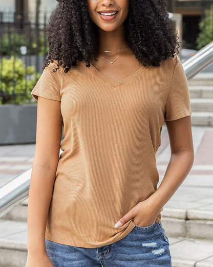 Mineral Washed Ribbed Tee in Vintage Butterscotch - FINAL SALE
