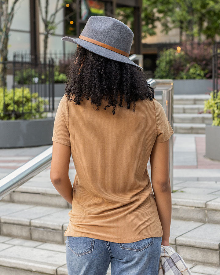 Mineral Washed Ribbed Tee in Vintage Butterscotch - FINAL SALE