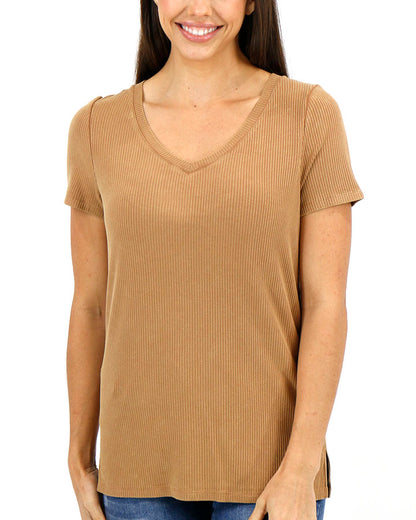 Mineral Washed Ribbed Tee in Vintage Butterscotch - FINAL SALE
