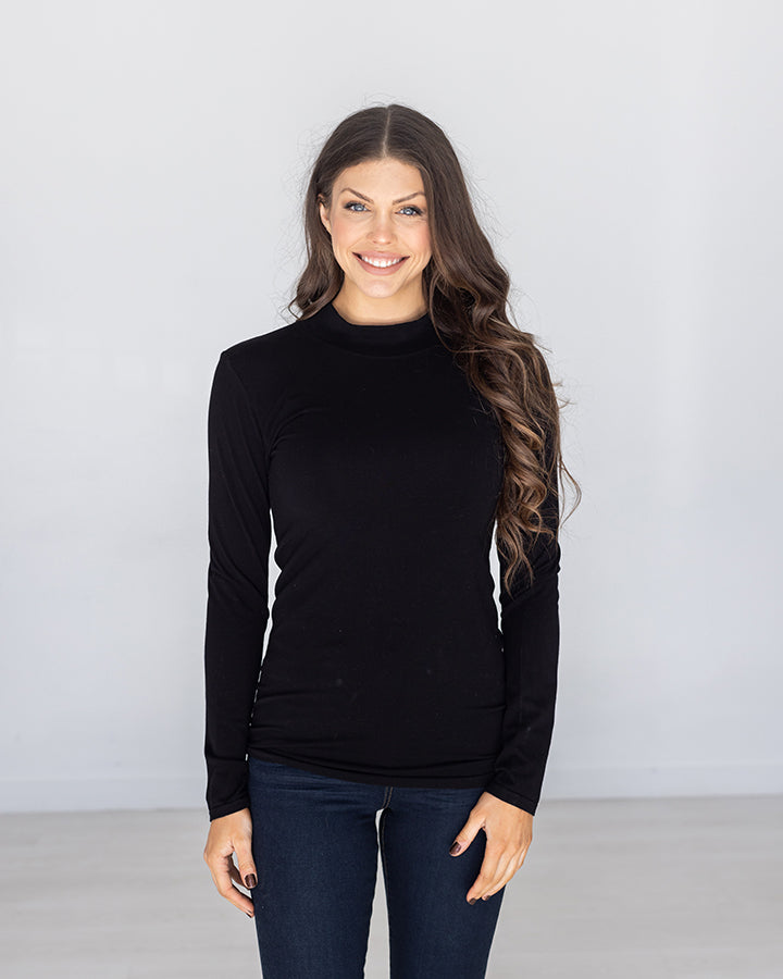 Mock Neck Black Long Sleeve Perfect Fit