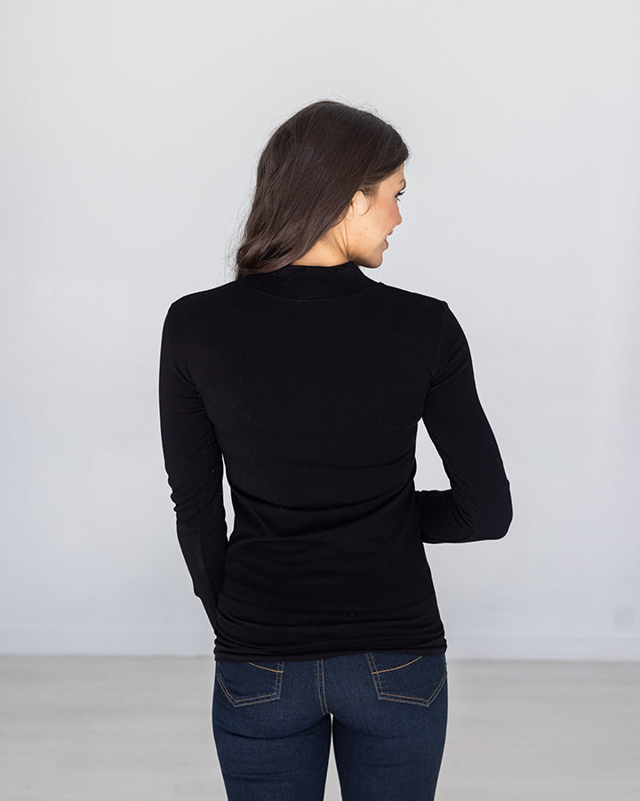 Mock Neck Black Long Sleeve Perfect Fit