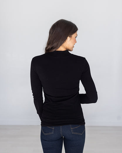 Mock Neck Black Long Sleeve Perfect Fit