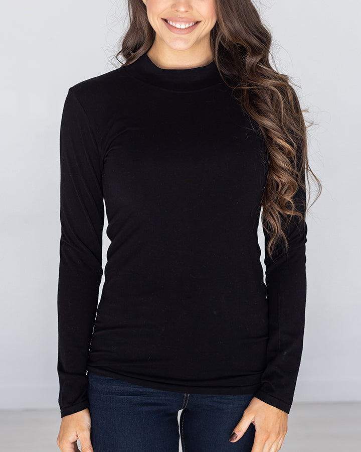 Mock Neck Black Long Sleeve Perfect Fit