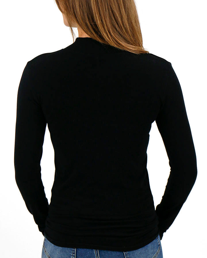 Mock Neck Black Long Sleeve Perfect Fit