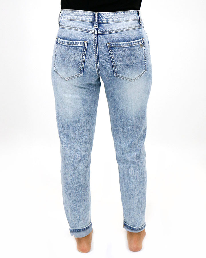 New Distressed Girlfriend Denim in Stone Wash - FINAL SALE