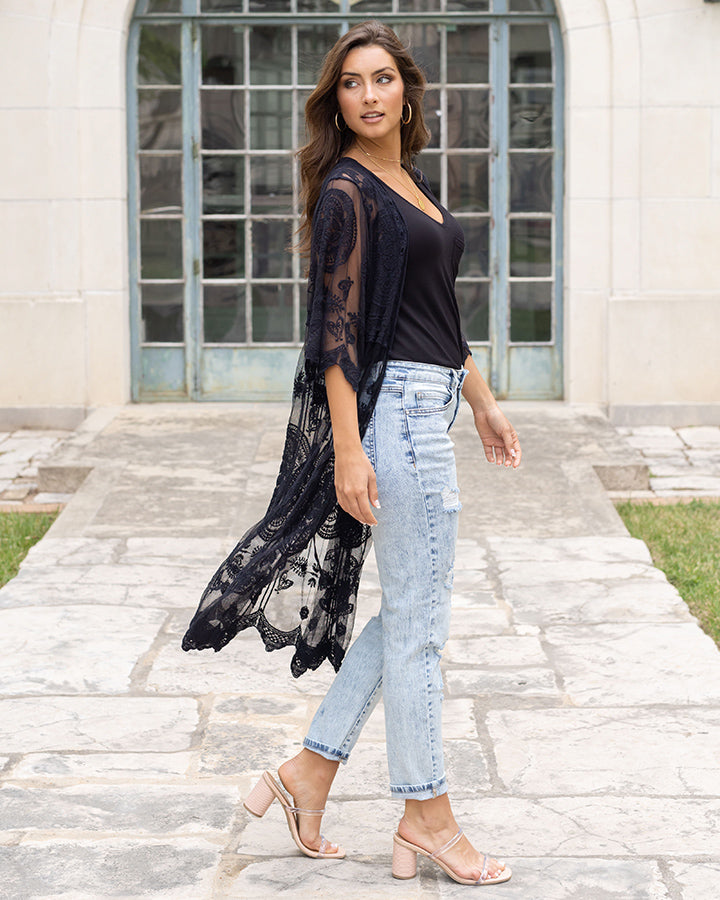 New Distressed Girlfriend Denim in Stone Wash - FINAL SALE