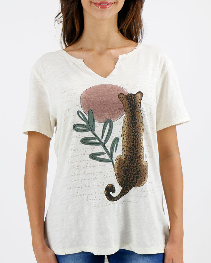 Notched Neck Washed & Worn Graphic Tee - FINAL SALE