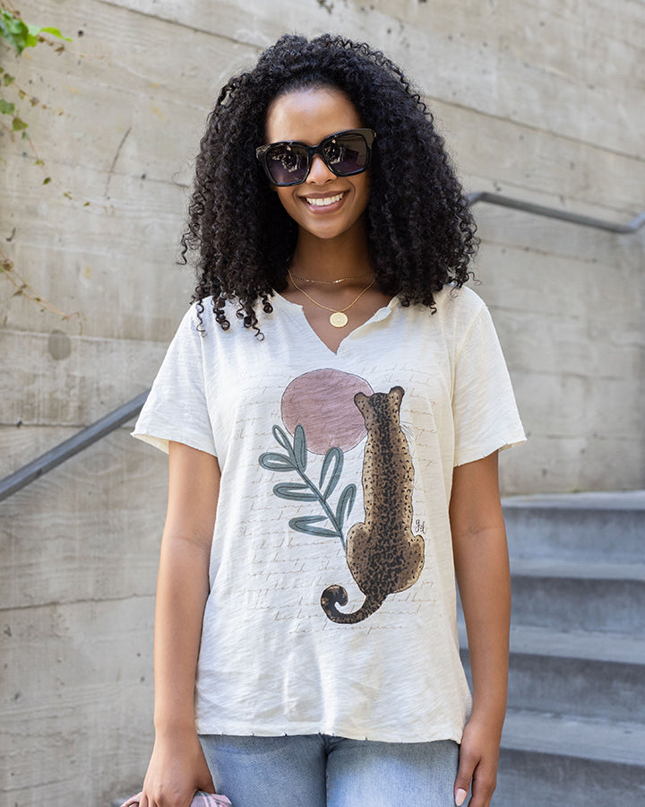 Notched Neck Washed & Worn Graphic Tee - FINAL SALE